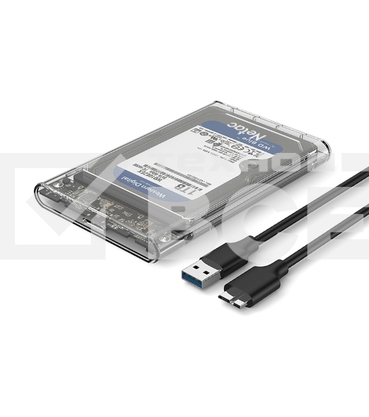 Внешний бокс 2.5 SATA Netac WH11 USB 3.0 NT07WH11-30CC слайд прозрачный корпус