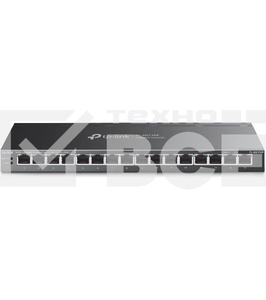 Настольный коммутатор TP-Link TL-SG116P с 16 гигабитными портами PoE+