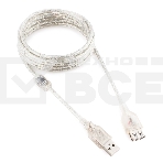Кабель Cablexpert USB2.0 Pro, AM/AF, 3м, экран, 2 феррит.кольца, прозрачный (CCF-USB2-AMAF-TR-10), фото4