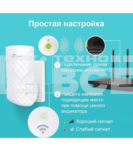 Усилитель Wi-Fi сигнала TP-Link AC750 OneMesh WiFi Range Extender, 300Mbps at 2.4G and 433Mbps at 5G, compact house with internal antennas, 1 10/100Mbps Ethernet port, WPS button for quick setup, Smart Indicator for best location, support OneMeshTMtechnol