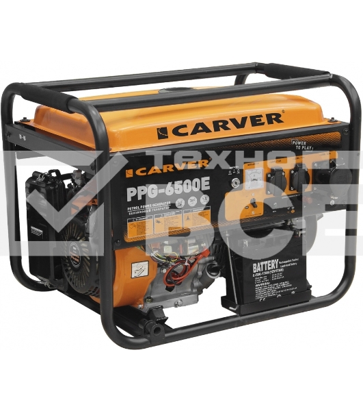 Электрогенератор бензиновый Carver PPG-6500E, 5.5 кВт, 74 дБ, 86 кг