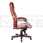 Кресло руководителя Бюрократ T-9923WALNUT светло-коричневый Leather Eichel, кожа, крестовина металл/дерево, фото4
