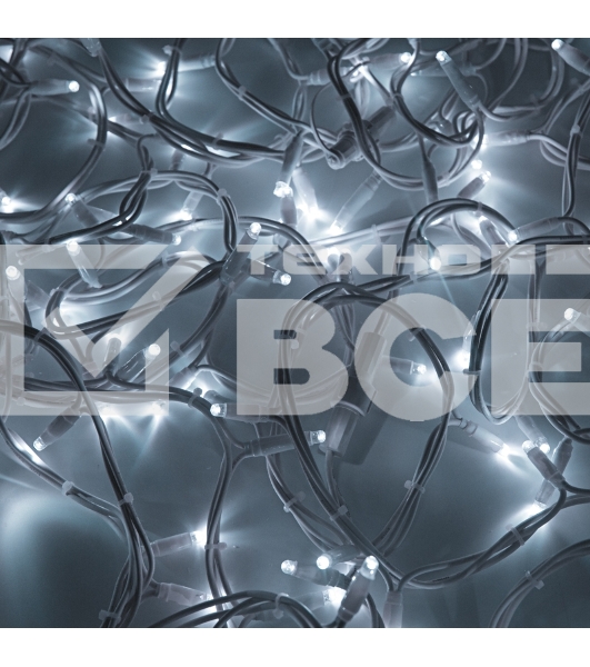 Гирлянда модульная «Дюраплей LED» 20 м, 200 LED, белый каучук, свечение белое