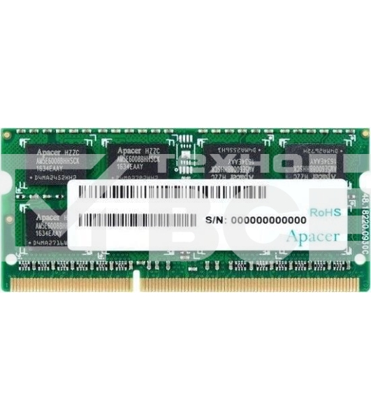 Оперативная память Apacer, DDR3, 8GB (1x8GB), 1600MHz, CL11, SO-DIMM