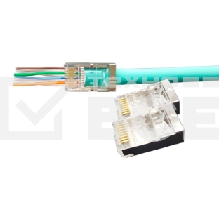 Разъем легкой оконцовки RJ-45 (8P8C) Hyperline PLEZ-8P8C-U-C5-SH-100 под витую пару, категория 5e (50 µ