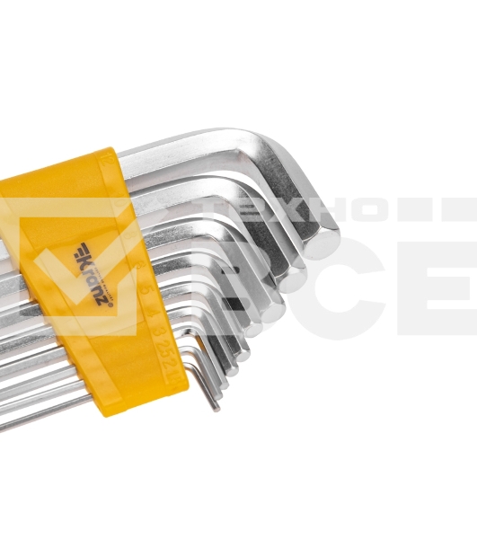 Набор ключей имбусовых HEX Kranz 2,0-12 мм, CrV, 9 шт., удлиненные