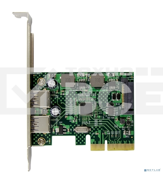 Контроллер ORIENT AM-U3142PE-2A, PCI-Ex4 v3.0, USB 3.2 Gen2, 2-port ext Type-A, ASM3142 chipset, разъем доп.питания, в комплекте LP планка крепления (31273)