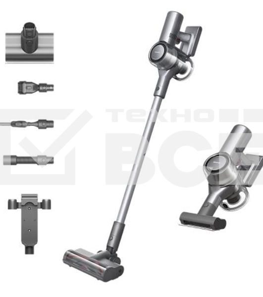 Пылесос вертикальный Dreame V11 SE серебристый, питание от аккумулятора, 150 Вт, уборка сухая, пылесборник 0.5 л, работа от АКБ max 60 мин