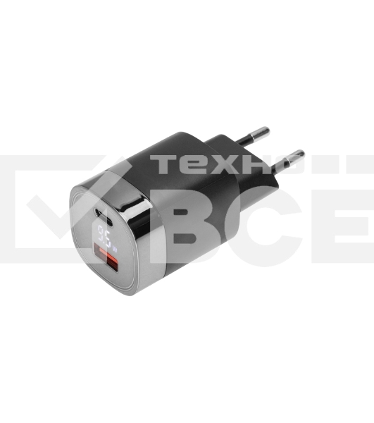 Сетевое зарядное устройство USB QC (30W) + Type C PD (33W), с дисплеем Rexant