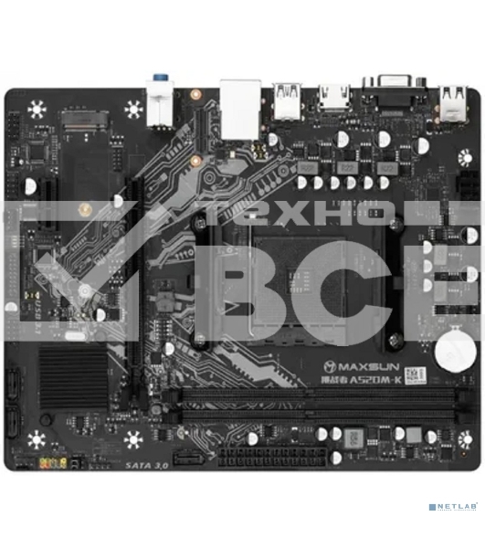 Материнская плата Maxsun Challenger A520M-K, AM4, AMD A520, 2xDDR4, 3xSATA, 1xM.2, 1xPCIe 3.0 x16, 1xPCIe 3.0 x1, 1xHDMI, 1xVGA, 1x 1Gb LAN, 2xUSB-A 3.2 Gen 1, 4xUSB-A 2.0, 3x3.5 мм, 5.1, M-ATX