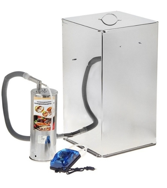 Коптильня  бытовая  холодного копчения  Дым Дымыч   модель 02Б - дымогенератор+емкость для копчения большая объемом 50 л, нержавеющая сталь