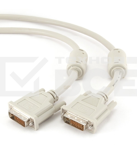 Кабель Кабель DVI-D dual link Gembird, 3.0м, 25M/25M, экран, феррит.кольца, пакет CC-DVI2-10)