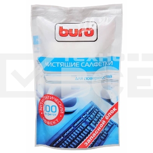 Салфетки Buro BU-Zsurface, 100 шт для поверхностей мягкая упаковка 100шт влажных
