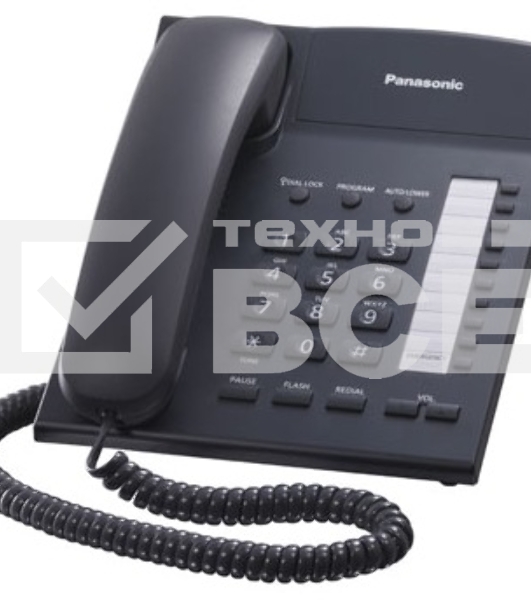 Телефон проводной Panasonic KX-TS2382RUB черный индикатор вызова,повторный набор последнего номера,4 уровня громкости звонка