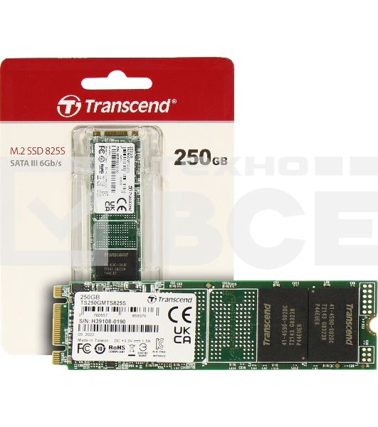 Накопитель SSD Transcend MTS825, 250Gb, M.2 2280, SATA III, R/W 500/330