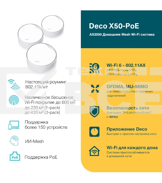 Система Mesh PoE AX3000 Whole Home Mesh Wi-Fi 6 System with PoE
