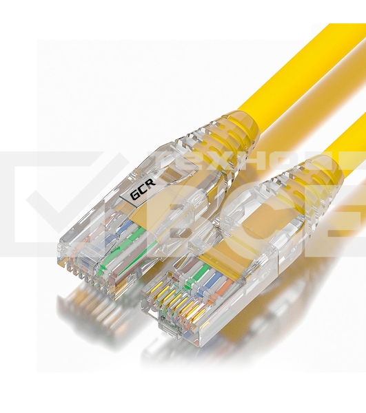 Патч-корд 0.5m UTP кат.6, желтый, коннектор ABS, 24 AWG, ethernet high speed 10 Гбит/с, RJ45, T568B, GCR-55430