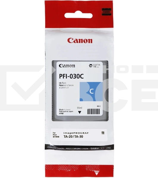 Картридж струйный CANON  Pigment Ink PFI-030 Cyan голубой (55 мл) для Canon imagePROGRAF TM-240, TM-340