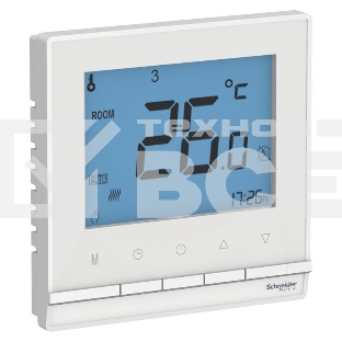 ТЕРМОСТАТ электрон.теплого пола с датч Schneider-electric ATN000138 ATLASDESIGN от + 5 до +35 °C, 16A,в сб., БЕЛЫЙ