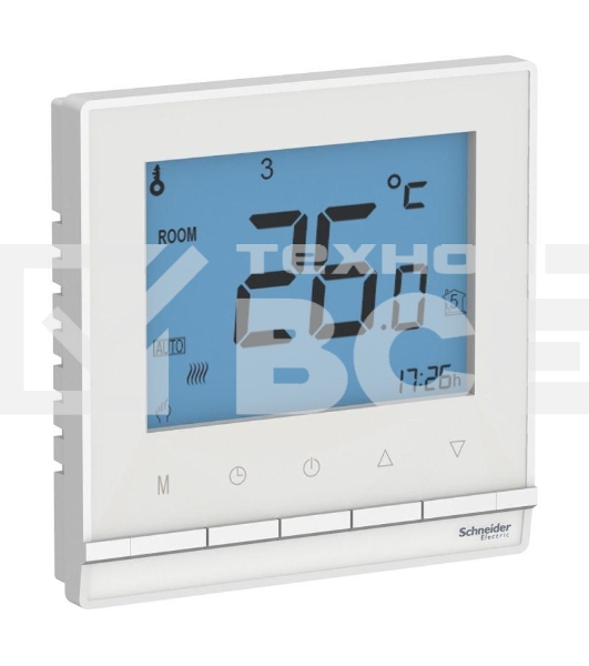 ТЕРМОСТАТ электрон.теплого пола с датч Schneider-electric ATN000138 ATLASDESIGN от + 5 до +35 °C, 16A,в сб., БЕЛЫЙ