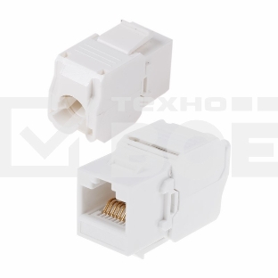 Модуль Rexant Keystone Jack RJ-45(8P8C), UTP неэкранированный, категория 5e, тип 90 градусов, самозажимной, белый
