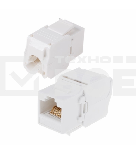 Модуль Rexant Keystone Jack RJ-45(8P8C), UTP неэкранированный, категория 5e, тип 90 градусов, самозажимной, белый