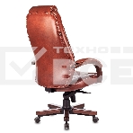 Кресло руководителя Бюрократ T-9923WALNUT светло-коричневый Leather Eichel, кожа, крестовина металл/дерево, фото3