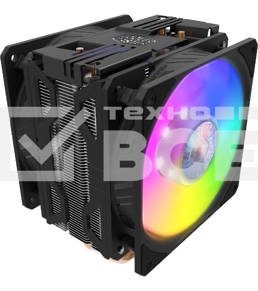 Кулер для процессора Cooler Master Hyper 212 LED Turbo ARGB черный, 120 мм, алюминий/медь, 1800 об/мин, 27 дБ, 4 pin, 160 Вт, 159 мм