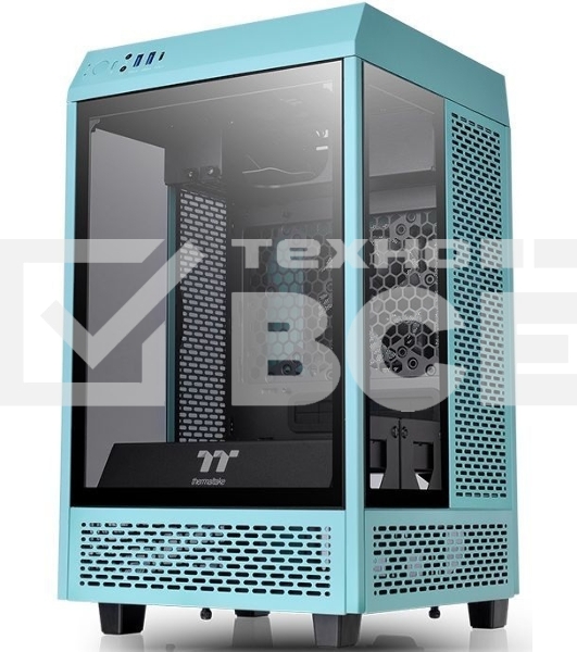 Корпус Thermaltake The Tower 100 Turquoise черный без БП miniITX 1x120mm 3x140mm 2xUSB3.0 audio bott PSU