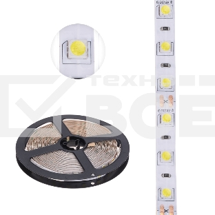 Лента LED 5 м 12 В 5050 6500 К IP23 60 LED/м для БП с клеммами LAMPER