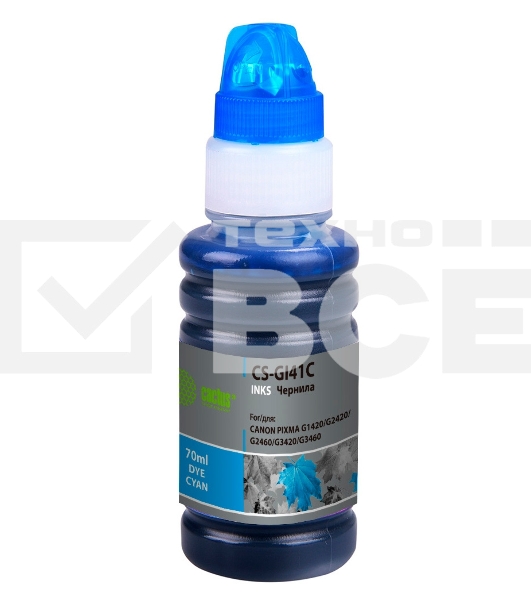 Чернила Cactus CS-GI41C голубой70мл для Canon PIXMA G1420/G2420/G2460/G3420/G3460
