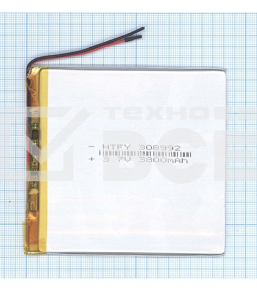 Аккумулятор Li-Pol (батарея) 3*89*92мм 2pin 3.7V/3800mAh
