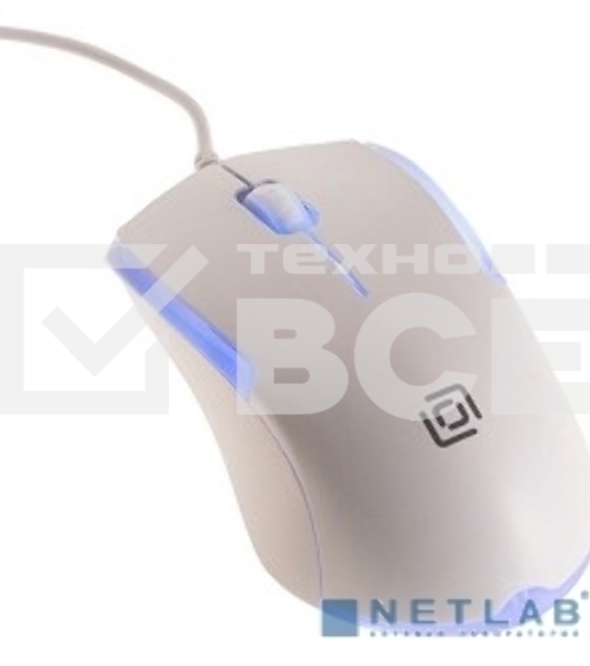 Мышь проводная Oklick 245M белый, 1000 dpi, USB, кнопки - 3