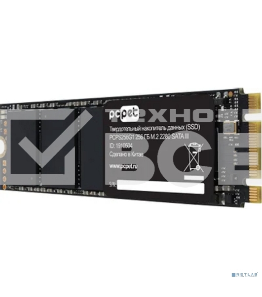 Накопитель SSD PC PET PCPS256G1, 256GB, SATA-III, M.2 2280, R/W 500/420