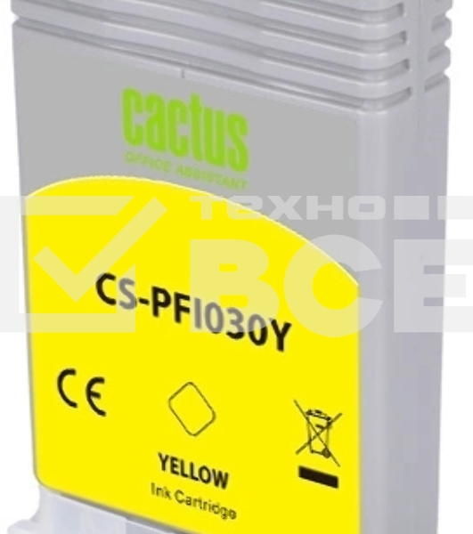 Картридж струйный Cactus CS-PFI030Y PFI-030Y желтый (55мл) для Canon imagePROGRAF TA-20/30