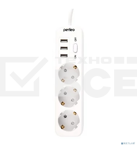 Сетевой фильтр PERFEO (PF_C3908) 3 роз х 4 м белый