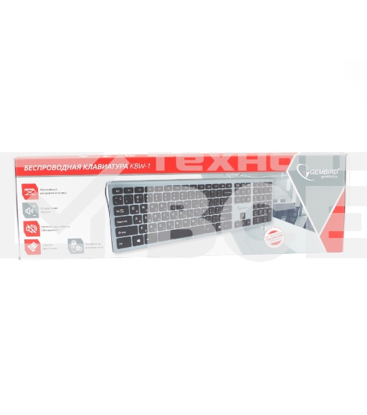 Клавиатура Gembird KBW-1 беспроводная, USB, серебристый