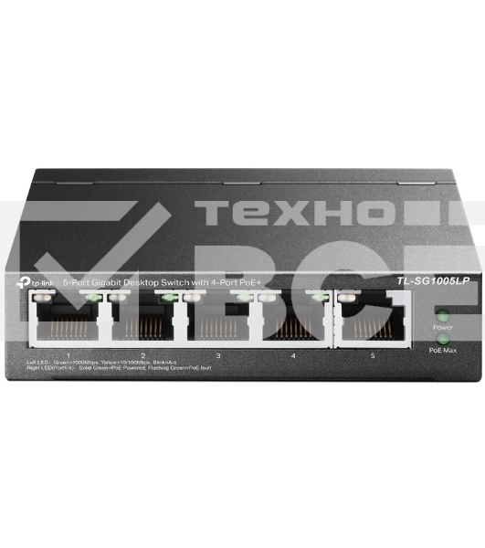Коммутатор TP-Link 8-Port 10/100Mbps Unmanaged Switch with 4-Port PoE, metal case, desktop mount, PoE budget 41W.