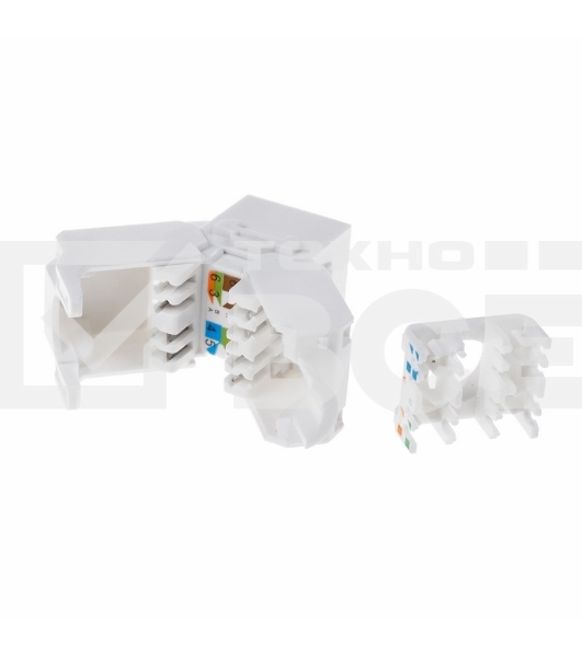 Модуль Rexant Keystone Jack RJ-45(8P8C), UTP неэкранированный, категория 5e, тип 90 градусов, самозажимной, белый