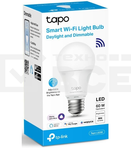 Умная Wi-Fi лампа Smart Wi-Fi Light Bulb, Daylight & Dimmable, SPEC: 2.4 GHz, IEEE 802.11b/g/n