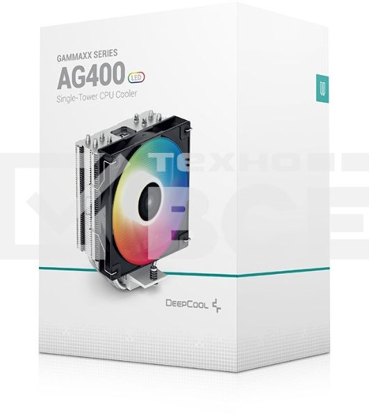 Кулер для процессора DEEPCOOL AG400 LED черный, 120 мм, алюминий/медь, 2000 об/мин, 31.6 дБ, 4 pin, 220 Вт, 150 мм