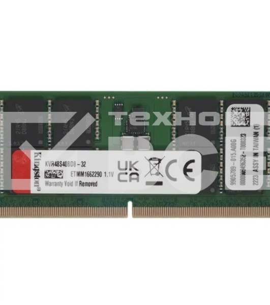 Оперативная память Kingston ValueRAM, DDR5, 32GB (1x32GB), 4800MHz, CL40, SO-DIMM