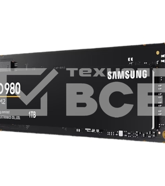 Накопитель SSD Samsung 980, 1000GB, PCIe 3.0 x4, M.2 2280, NVMe, R/W 3500/3000