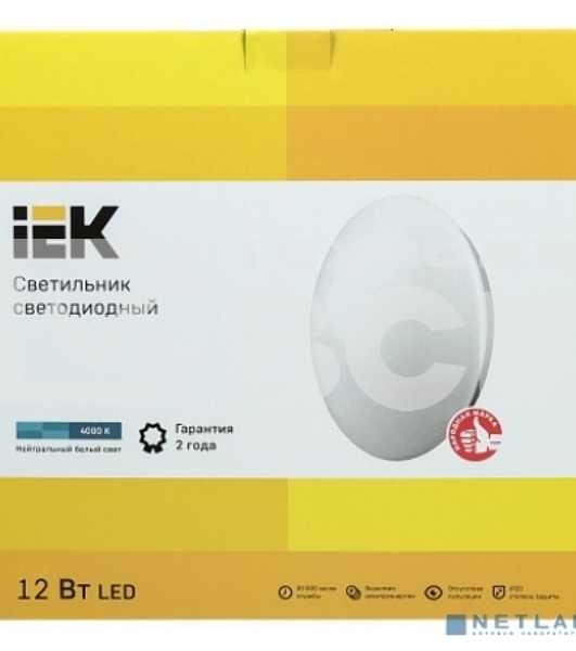 Светильник светодиодный ДПБ 1001 12Вт 4000K IP20 круг бел. ИЭК LDPB0-1001-12-4000-K01