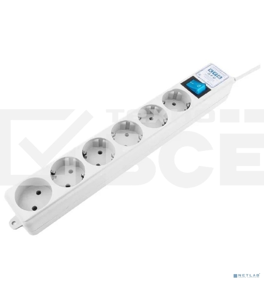 Сетевой фильтр Powercube SPL(5+1)-16B-P-3М-WHITE 3м (6 розеток) белый (коробка)