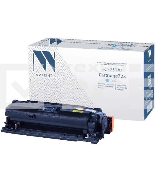 Картридж лазерный NVPrint совместимый HP CE251A/Canon 723 Cyan для LaserJet Color CP3525/CP3525dn/CP3525n/CP3525x/CM3530/CM3530fs/Canon i-SENSYS LBP7750Cdn (7000k)