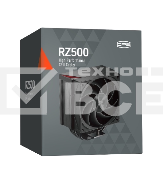 Кулер для процессора PCCooler RZ500 BK (250W, 4-pin PWM, 155mm, Al/Cu, 5x6mm, 1x120mm, 86.73CFM, 32dBA, 2200RPM, S: 1851/1700/1200/115X, AM5/AM4, black)