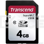 Флеш карта промышленная SecureDigital 4Gb Transcend 220I, SLC mode MLC, темп. режим от -40 до +85, фото 1