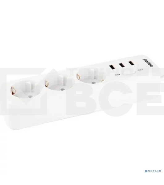 Сетевой фильтр PERFEO (PF_C3908) 3 роз х 4 м белый