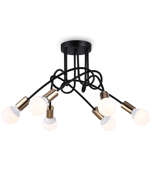 Светильник Ambrella light TR80419/6 BK/GD черный/золото E27/6 max 60W D690*370